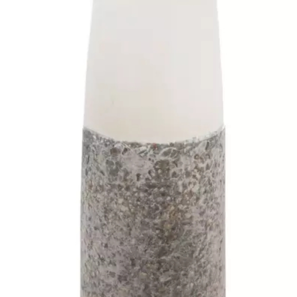 Stone-Textured White and Gray Decorative Vase